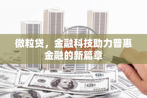 西丰微粒贷，金融科技助力普惠金融的新篇章