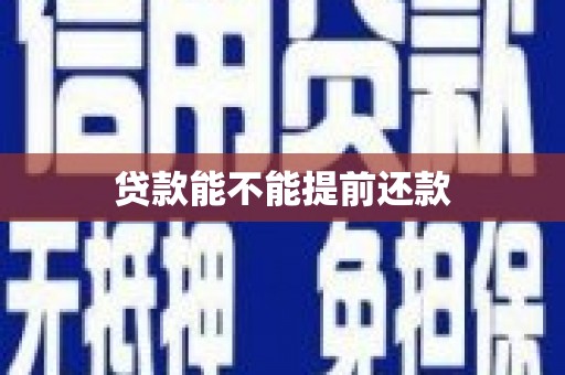 剑河贷款能不能提前还款