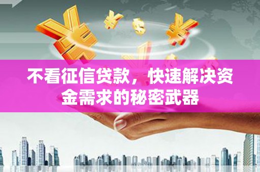 顺庆不看征信贷款，快速解决资金需求的秘密武器