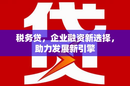 芳苑税务贷，企业融资新选择，助力发展新引擎
